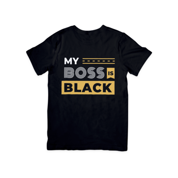 My Boss is Black Tee, White & Gold Print